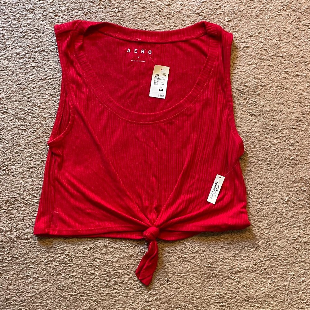 Red Cropped Tank Top with Wicking Technology